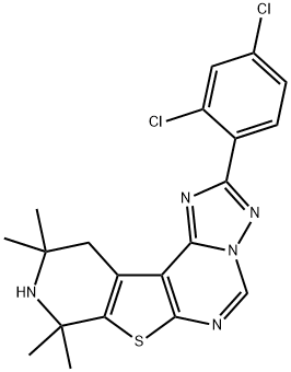 2-(2,4-dichlorophenyl)-8,8,10,10-tetramethyl-8,9,10,11-tetrahydropyrido[4',3':4,5]thieno[3,2-e][1,2,4]triazolo[1,5-c]pyrimidine Struktur