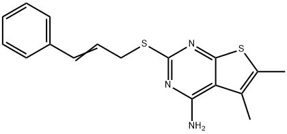 2-(cinnamylsulfanyl)-5,6-dimethylthieno[2,3-d]pyrimidin-4-ylamine Struktur