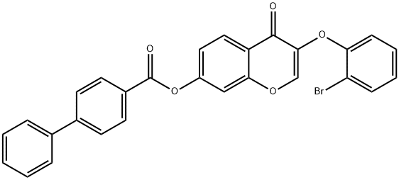 3-(2-bromophenoxy)-4-oxo-4H-chromen-7-yl [1,1'-biphenyl]-4-carboxylate Struktur