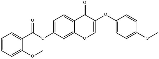 3-(4-methoxyphenoxy)-4-oxo-4H-chromen-7-yl 2-methoxybenzoate Struktur