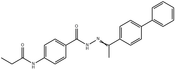 N-(4-{[2-(1-[1,1'-biphenyl]-4-ylethylidene)hydrazino]carbonyl}phenyl)propanamide Struktur