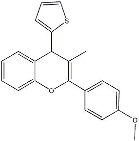 methyl 4-[3-methyl-4-(2-thienyl)-4H-chromen-2-yl]phenyl ether Struktur