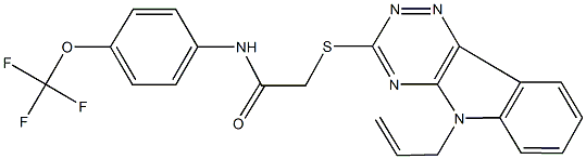 2-[(5-allyl-5H-[1,2,4]triazino[5,6-b]indol-3-yl)sulfanyl]-N-[4-(trifluoromethoxy)phenyl]acetamide Struktur