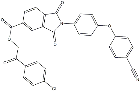 2-(4-chlorophenyl)-2-oxoethyl 2-[4-(4-cyanophenoxy)phenyl]-1,3-dioxo-5-isoindolinecarboxylate Struktur