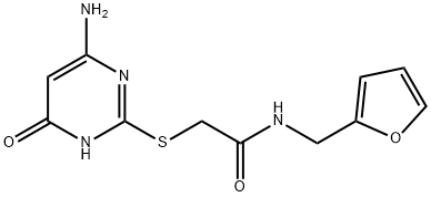 2-[(4-amino-6-oxo-1,6-dihydro-2-pyrimidinyl)sulfanyl]-N-(2-furylmethyl)acetamide Struktur