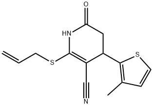 2-(allylsulfanyl)-4-(3-methyl-2-thienyl)-6-oxo-1,4,5,6-tetrahydro-3-pyridinecarbonitrile Struktur