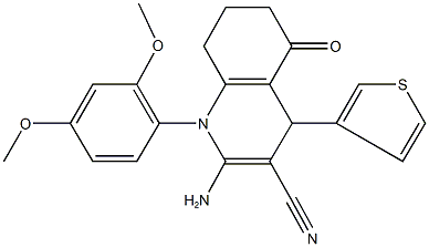 2-amino-1-(2,4-dimethoxyphenyl)-5-oxo-4-(3-thienyl)-1,4,5,6,7,8-hexahydro-3-quinolinecarbonitrile Struktur