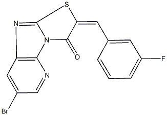 7-bromo-2-(3-fluorobenzylidene)[1,3]thiazolo[2',3':2,3]imidazo[4,5-b]pyridin-3(2H)-one Struktur