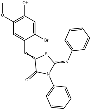 5-(2-bromo-4-hydroxy-5-methoxybenzylidene)-3-phenyl-2-(phenylimino)-1,3-thiazolidin-4-one Struktur