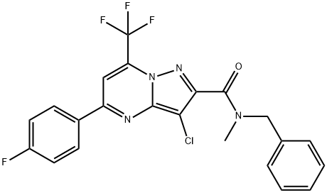 N-benzyl-3-chloro-5-(4-fluorophenyl)-N-methyl-7-(trifluoromethyl)pyrazolo[1,5-a]pyrimidine-2-carboxamide Struktur