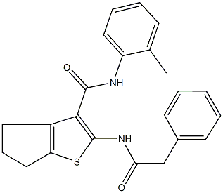 N-(2-methylphenyl)-2-[(phenylacetyl)amino]-5,6-dihydro-4H-cyclopenta[b]thiophene-3-carboxamide Struktur