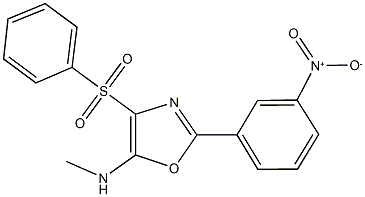 2-{3-nitrophenyl}-5-(methylamino)-4-(phenylsulfonyl)-1,3-oxazole Struktur