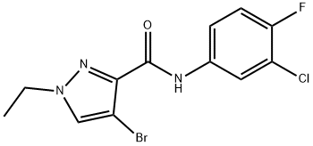 4-bromo-N-(3-chloro-4-fluorophenyl)-1-ethyl-1H-pyrazole-3-carboxamide Struktur