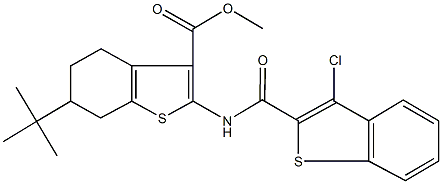 methyl 6-tert-butyl-2-{[(3-chloro-1-benzothien-2-yl)carbonyl]amino}-4,5,6,7-tetrahydro-1-benzothiophene-3-carboxylate Struktur