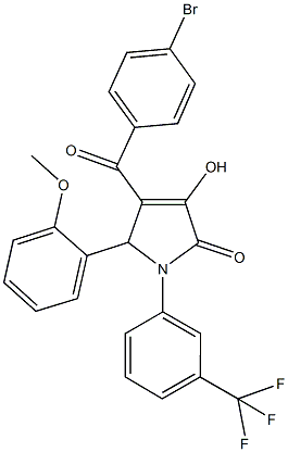 4-(4-bromobenzoyl)-3-hydroxy-5-(2-methoxyphenyl)-1-[3-(trifluoromethyl)phenyl]-1,5-dihydro-2H-pyrrol-2-one Struktur