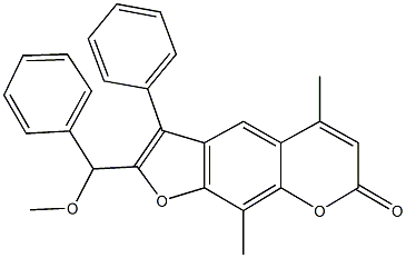 2-[methoxy(phenyl)methyl]-5,9-dimethyl-3-phenyl-7H-furo[3,2-g]chromen-7-one Struktur