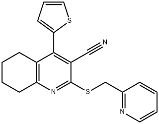 2-[(2-pyridinylmethyl)sulfanyl]-4-(2-thienyl)-5,6,7,8-tetrahydro-3-quinolinecarbonitrile Struktur