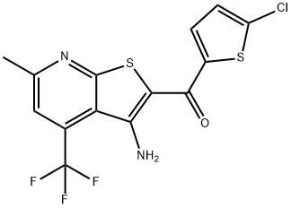 [3-amino-6-methyl-4-(trifluoromethyl)thieno[2,3-b]pyridin-2-yl](5-chloro-2-thienyl)methanone Struktur