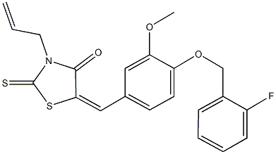 3-allyl-5-{4-[(2-fluorobenzyl)oxy]-3-methoxybenzylidene}-2-thioxo-1,3-thiazolidin-4-one Struktur