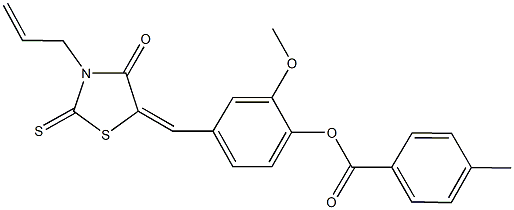 4-[(3-allyl-4-oxo-2-thioxo-1,3-thiazolidin-5-ylidene)methyl]-2-methoxyphenyl 4-methylbenzoate Struktur