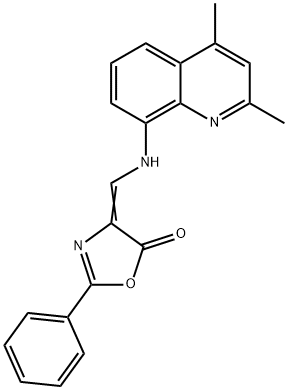 4-{[(2,4-dimethyl-8-quinolinyl)amino]methylene}-2-phenyl-1,3-oxazol-5(4H)-one Struktur