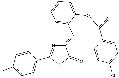 2-[(2-(4-methylphenyl)-5-oxo-1,3-oxazol-4(5H)-ylidene)methyl]phenyl 4-chlorobenzoate Struktur