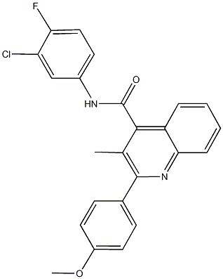 N-(3-chloro-4-fluorophenyl)-2-(4-methoxyphenyl)-3-methyl-4-quinolinecarboxamide Struktur