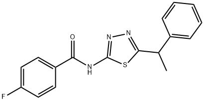 4-fluoro-N-[5-(1-phenylethyl)-1,3,4-thiadiazol-2-yl]benzamide Struktur