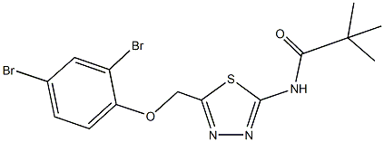 N-{5-[(2,4-dibromophenoxy)methyl]-1,3,4-thiadiazol-2-yl}-2,2-dimethylpropanamide Struktur