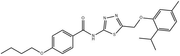 4-butoxy-N-{5-[(2-isopropyl-5-methylphenoxy)methyl]-1,3,4-thiadiazol-2-yl}benzamide Struktur