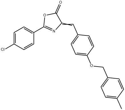 2-(4-chlorophenyl)-4-{4-[(4-methylbenzyl)oxy]benzylidene}-1,3-oxazol-5(4H)-one Struktur