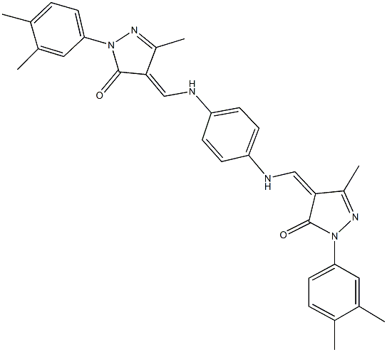 2-(3,4-dimethylphenyl)-4-{[4-({[1-(3,4-dimethylphenyl)-3-methyl-5-oxo-1,5-dihydro-4H-pyrazol-4-ylidene]methyl}amino)anilino]methylene}-5-methyl-2,4-dihydro-3H-pyrazol-3-one Struktur