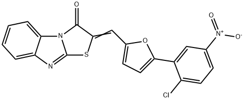 2-[(5-{2-chloro-5-nitrophenyl}-2-furyl)methylene][1,3]thiazolo[3,2-a]benzimidazol-3(2H)-one Struktur