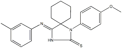 1-(4-methoxyphenyl)-4-[(3-methylphenyl)imino]-1,3-diazaspiro[4.5]decane-2-thione Struktur