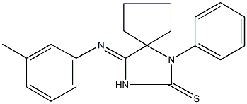 4-[(3-methylphenyl)imino]-1-phenyl-1,3-diazaspiro[4.4]nonane-2-thione Struktur