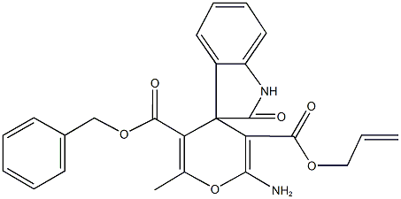 3'-allyl 5'-benzyl 2'-amino-6'-methyl-1,3-dihydro-2-oxospiro[2H-indole-3,4'-(4'H)-pyran]-3',5'-dicarboxylate Struktur