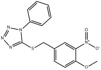 5-({3-nitro-4-methoxybenzyl}sulfanyl)-1-phenyl-1H-tetraazole Struktur