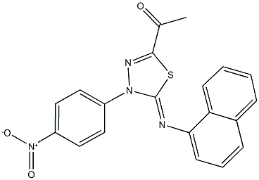 1-[4-{4-nitrophenyl}-5-(1-naphthylimino)-4,5-dihydro-1,3,4-thiadiazol-2-yl]ethanone Struktur