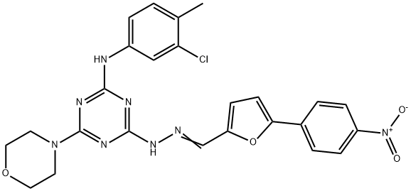 5-{4-nitrophenyl}furan-2-carbaldehyde {4-[(3-chloro-4-methylphenyl)amino]-6-morpholin-4-yl-1,3,5-triazin-2-yl}hydrazone Struktur