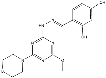 2,4-dihydroxybenzaldehyde [4-methoxy-6-(4-morpholinyl)-1,3,5-triazin-2-yl]hydrazone Struktur