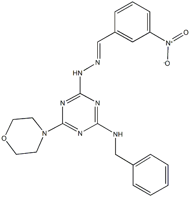 3-nitrobenzaldehyde [4-(benzylamino)-6-(4-morpholinyl)-1,3,5-triazin-2-yl]hydrazone Struktur