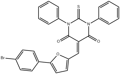 5-{[5-(4-bromophenyl)-2-furyl]methylene}-1,3-diphenyl-2-thioxodihydro-4,6(1H,5H)-pyrimidinedione Struktur