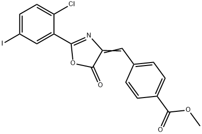 methyl 4-[(2-(2-chloro-5-iodophenyl)-5-oxo-1,3-oxazol-4(5H)-ylidene)methyl]benzoate Struktur