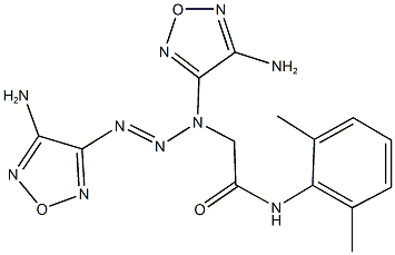 2-[1,3-bis(4-amino-1,2,5-oxadiazol-3-yl)-2-triazenyl]-N-(2,6-dimethylphenyl)acetamide Struktur