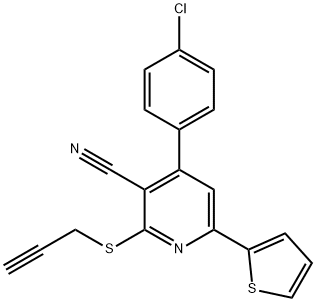 4-(4-chlorophenyl)-2-(2-propynylsulfanyl)-6-(2-thienyl)nicotinonitrile Struktur