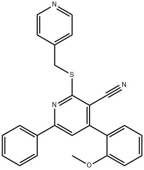 4-(2-methoxyphenyl)-6-phenyl-2-[(4-pyridinylmethyl)sulfanyl]nicotinonitrile Struktur