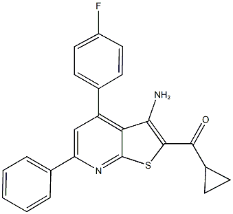 [3-amino-4-(4-fluorophenyl)-6-phenylthieno[2,3-b]pyridin-2-yl](cyclopropyl)methanone Struktur