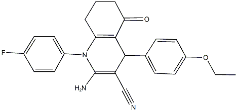 2-amino-4-(4-ethoxyphenyl)-1-(4-fluorophenyl)-5-oxo-1,4,5,6,7,8-hexahydro-3-quinolinecarbonitrile Struktur