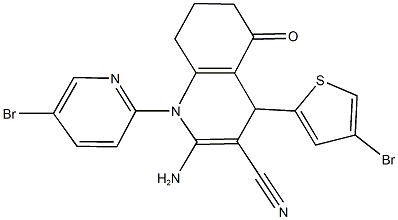 2-amino-1-(5-bromo-2-pyridinyl)-4-(4-bromo-2-thienyl)-5-oxo-1,4,5,6,7,8-hexahydro-3-quinolinecarbonitrile Struktur