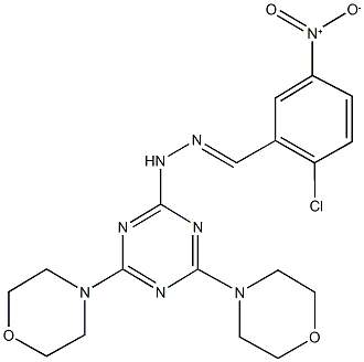 2-chloro-5-nitrobenzaldehyde [4,6-di(4-morpholinyl)-1,3,5-triazin-2-yl]hydrazone Struktur